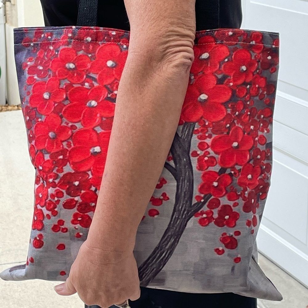 RED FLOWER TREE TOTE BAG‎ - Picture 5 of 6